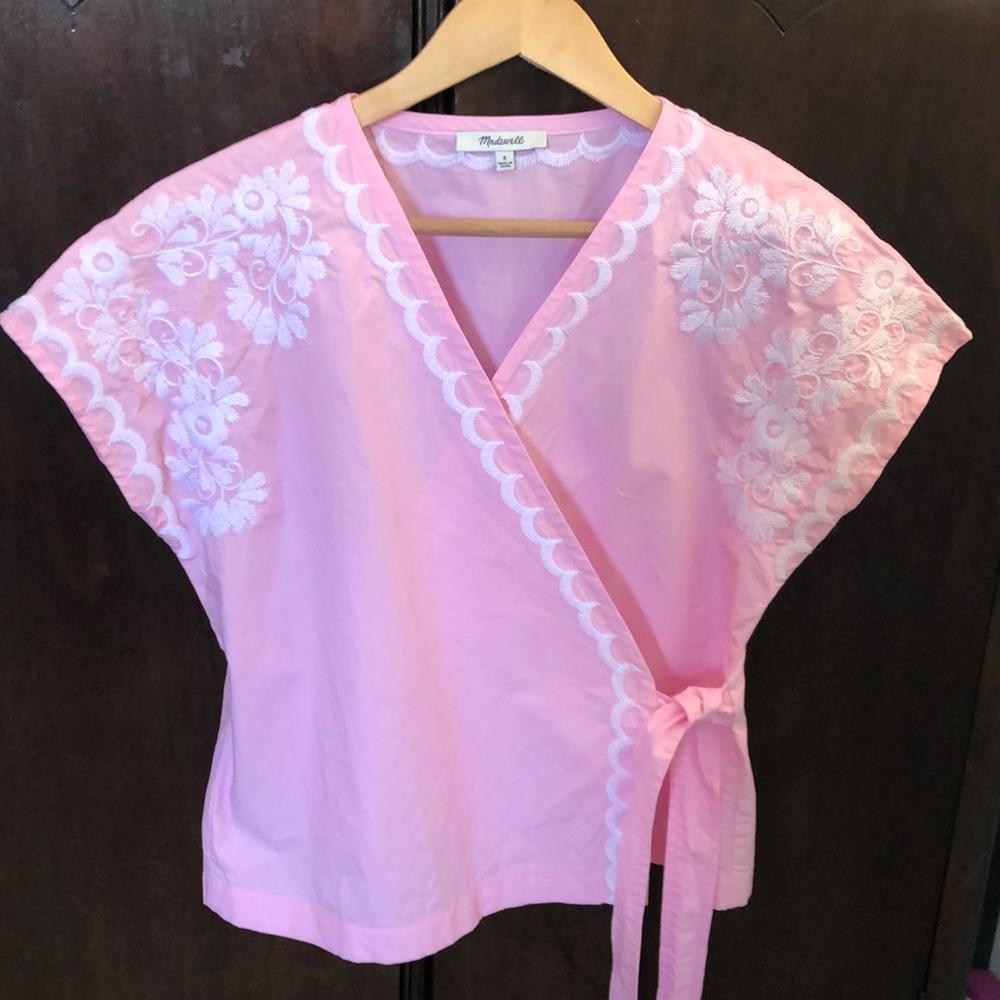 Madewell Pink Wrap Top - Size Small